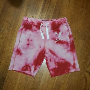 American Eagle Red Tie-Dye Shorts